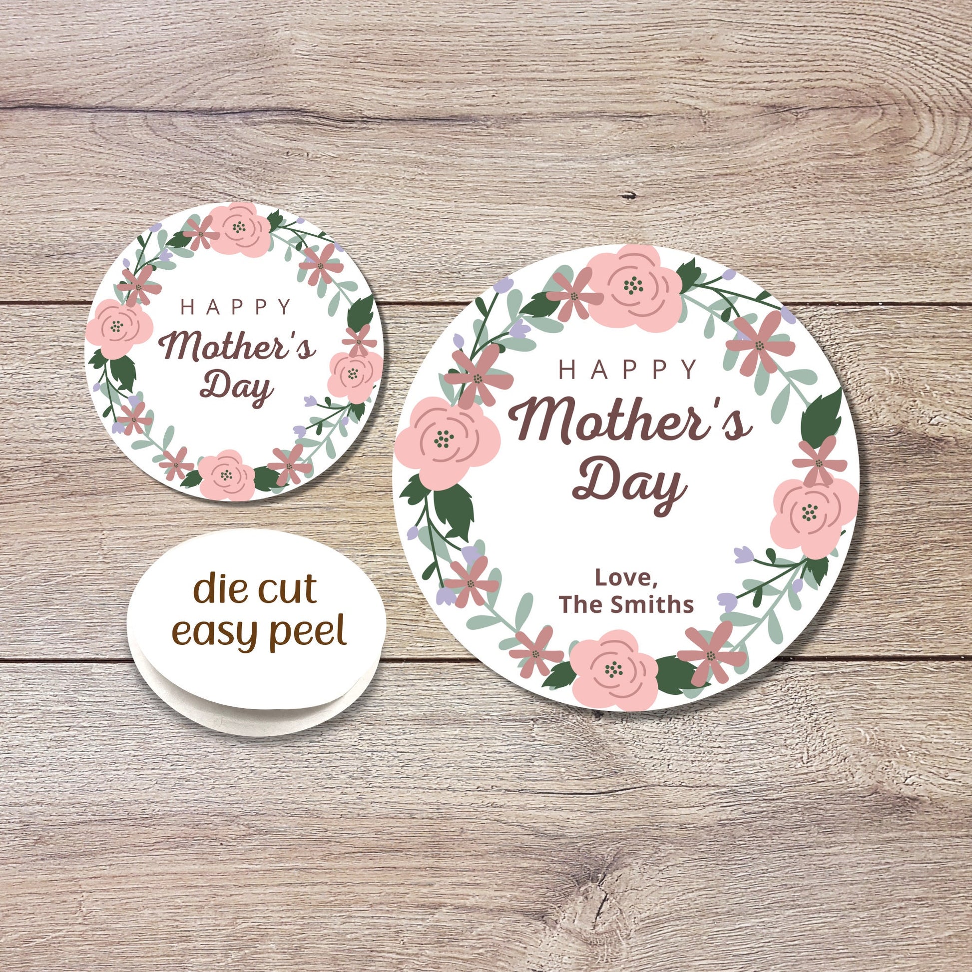 Personalized Mother's Day Stickers, Mother's Day Labels, Custom Mother's Day Stickers, Floral Mother's Day Sticker, Mother's Day Gift Label