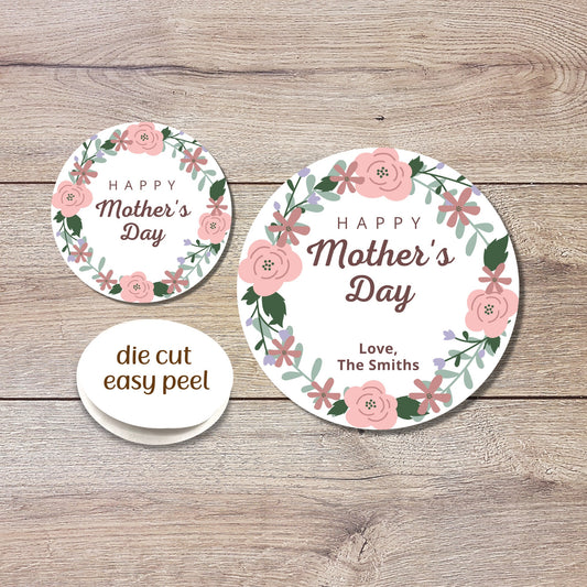 Personalized Mother's Day Stickers, Mother's Day Labels, Custom Mother's Day Stickers, Floral Mother's Day Sticker, Mother's Day Gift Label