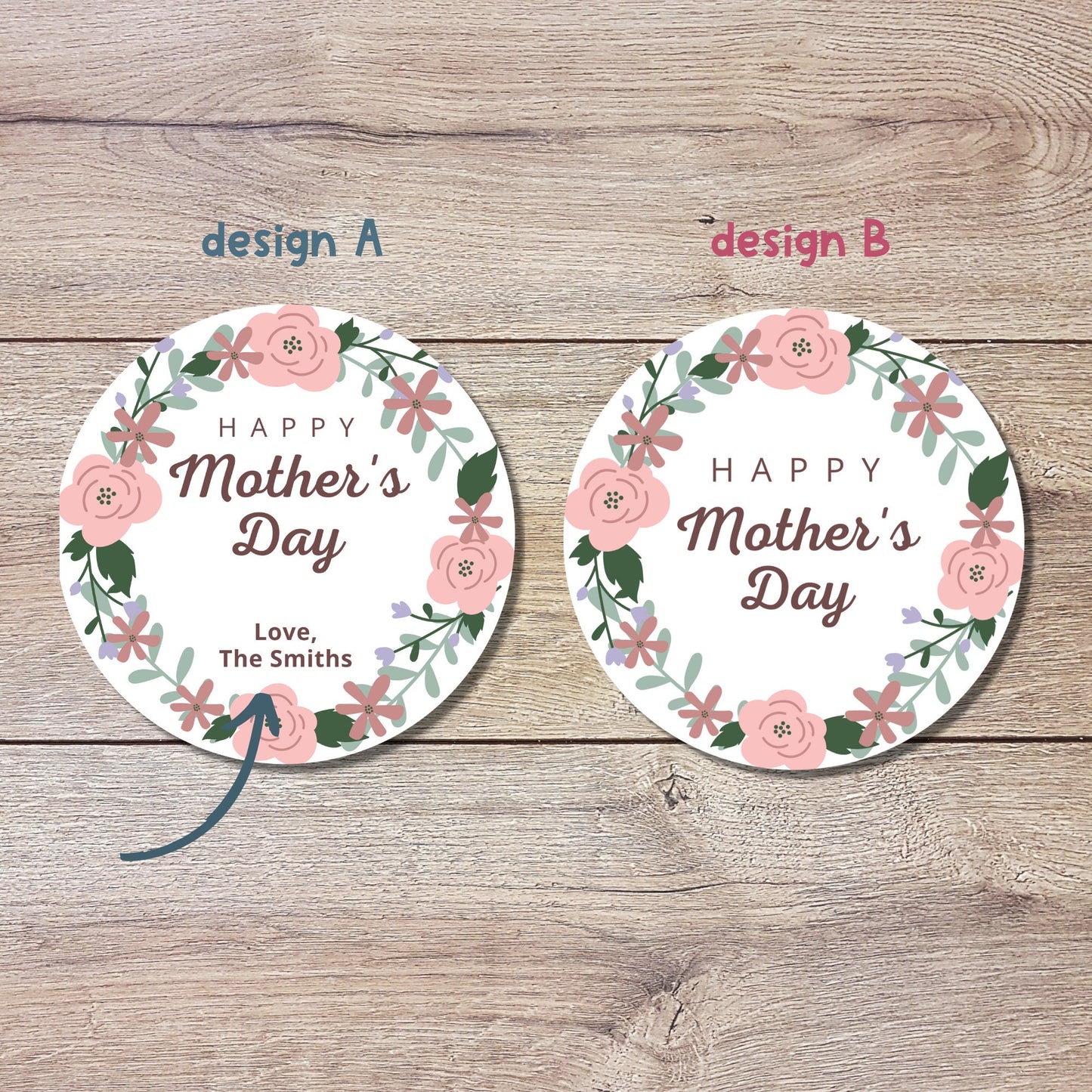 Personalized Mother's Day Stickers, Mother's Day Labels, Custom Mother's Day Stickers, Floral Mother's Day Sticker, Mother's Day Gift Label