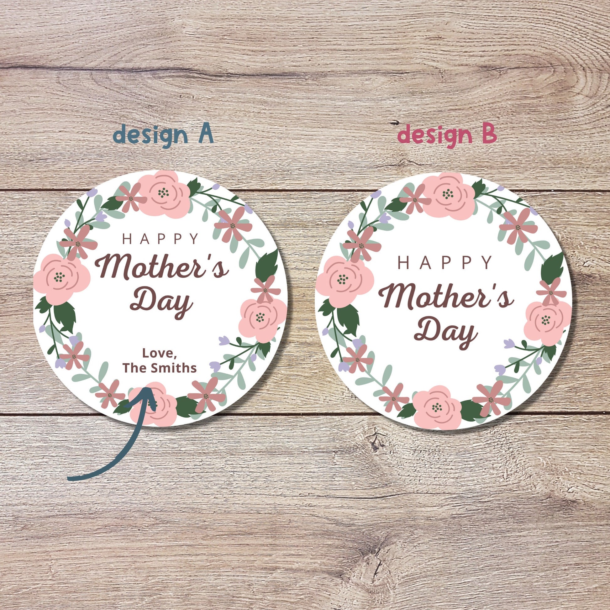 Personalized Mother's Day Stickers, Mother's Day Labels, Custom Mother's Day Stickers, Floral Mother's Day Sticker, Mother's Day Gift Label