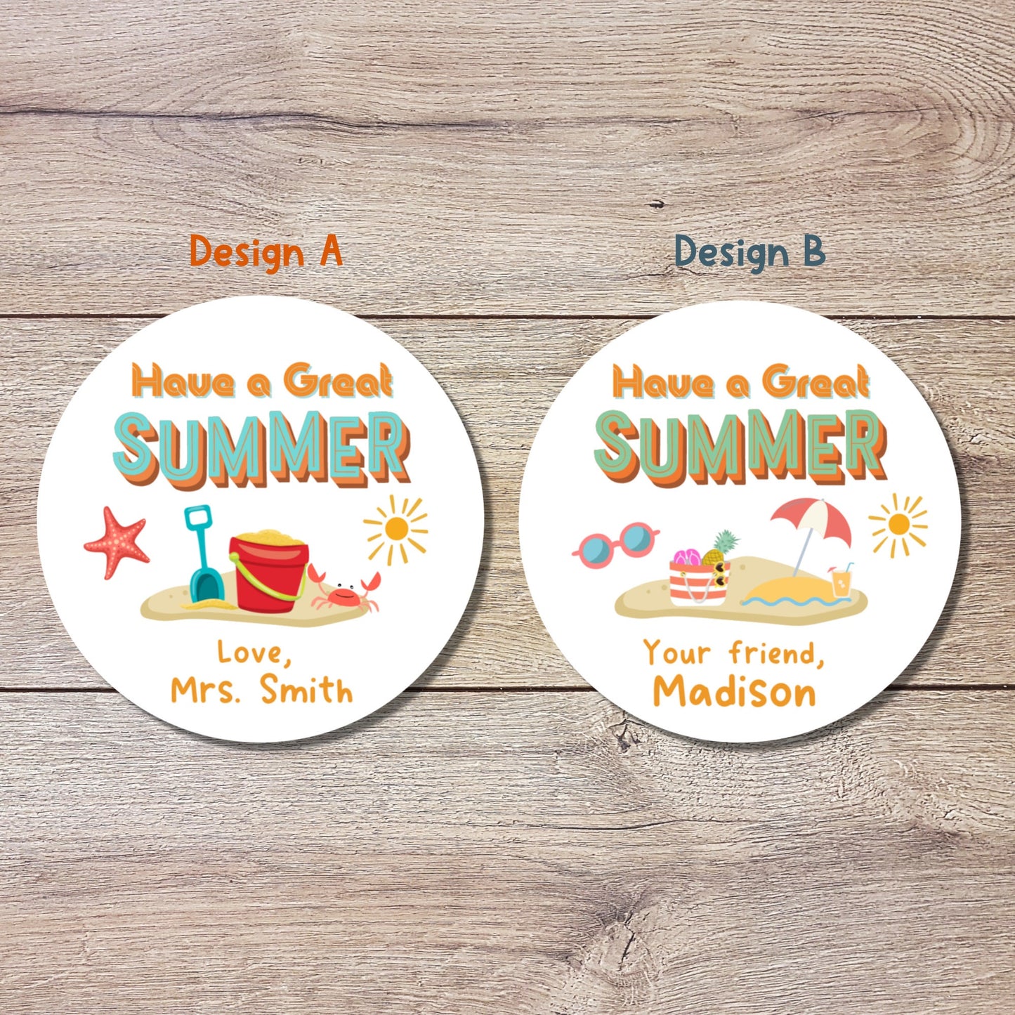 Personalized Have a Great Summer End of School Party Favor Bag Stickers