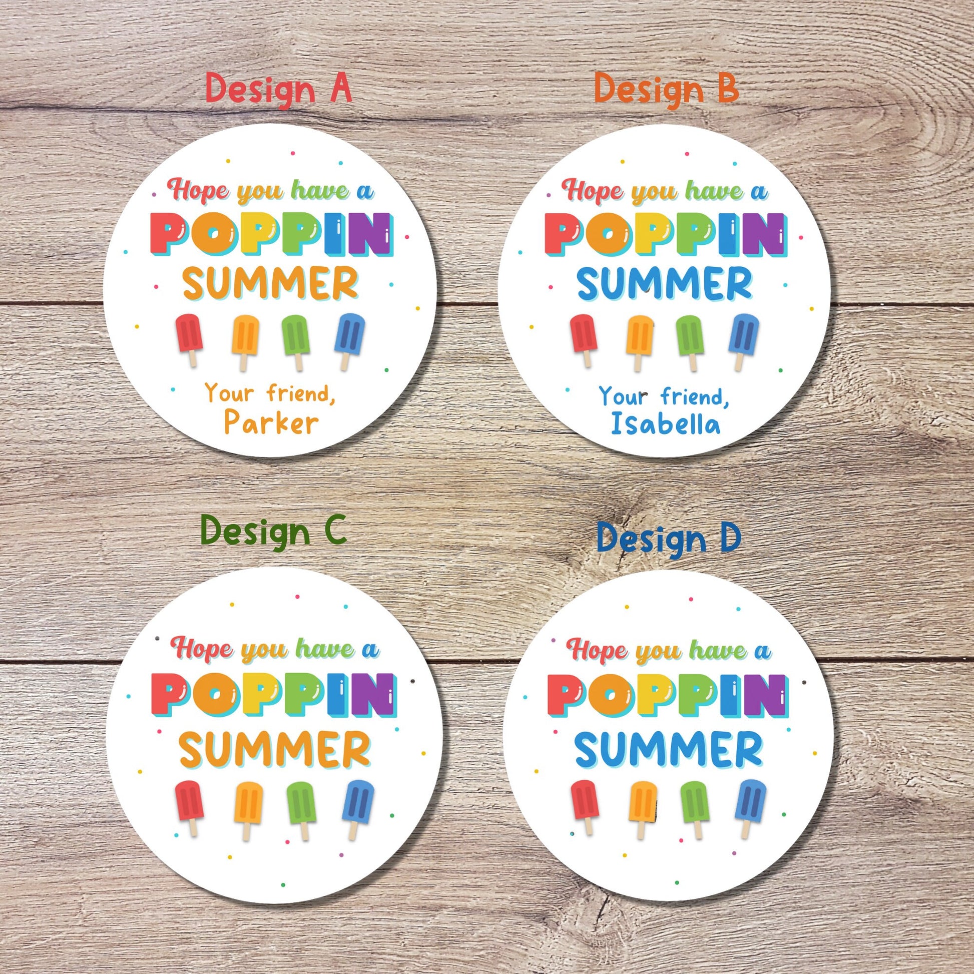 Personalized Have a Poppin Summer Last Day End of School Party Treat Bag Sticker