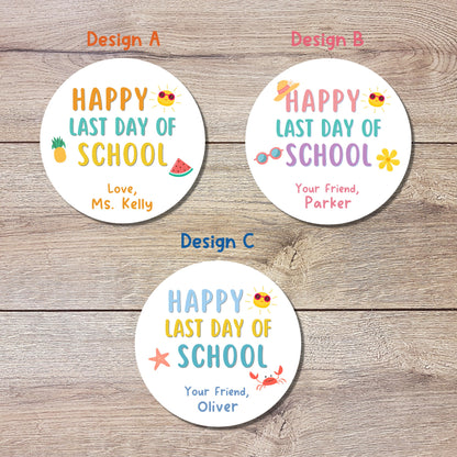 Personalized Happy Last Day of School Label, End of School Party Treat Bag Sticker
