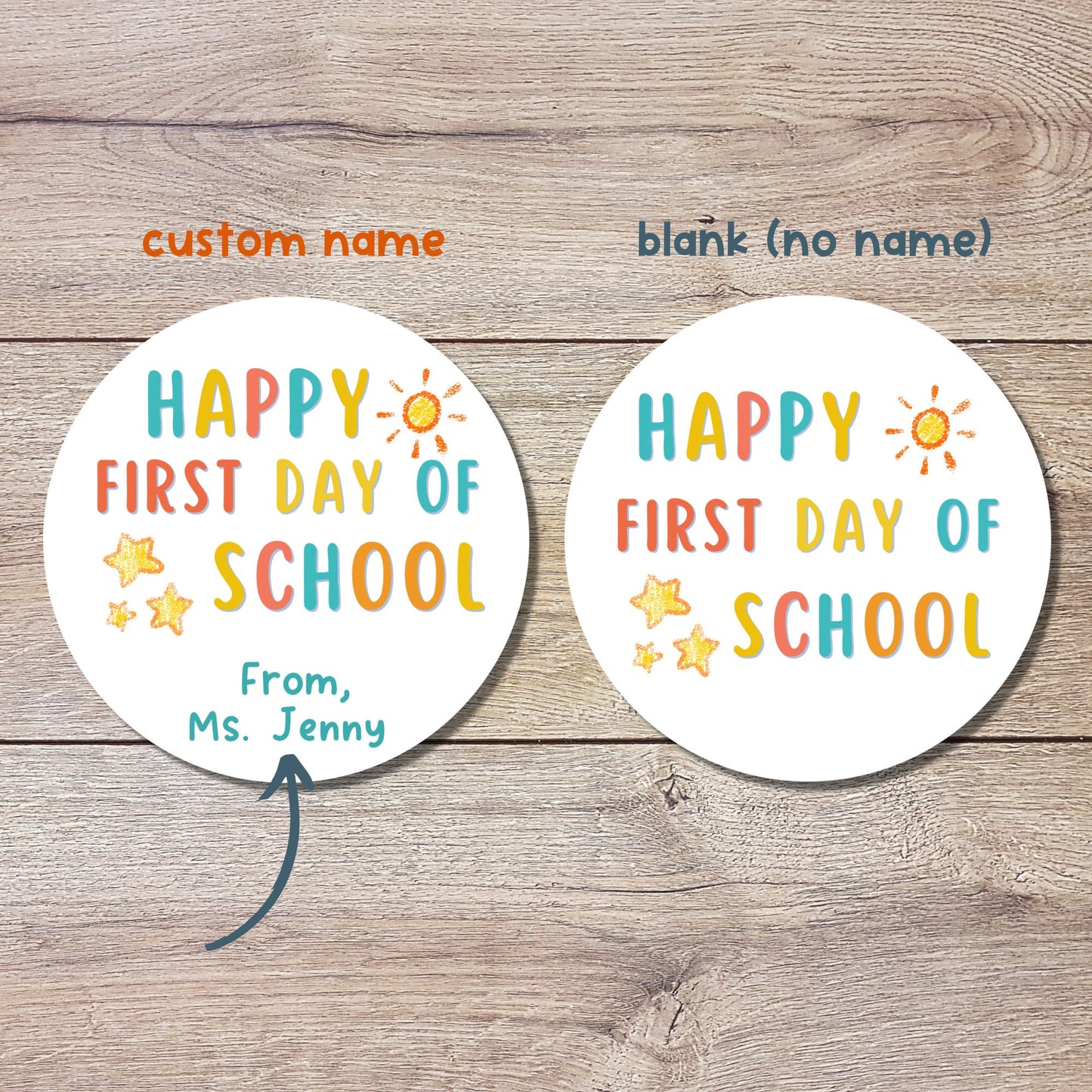 Personalized Happy First Day of School Stickers, Welcome Back to School Event Label