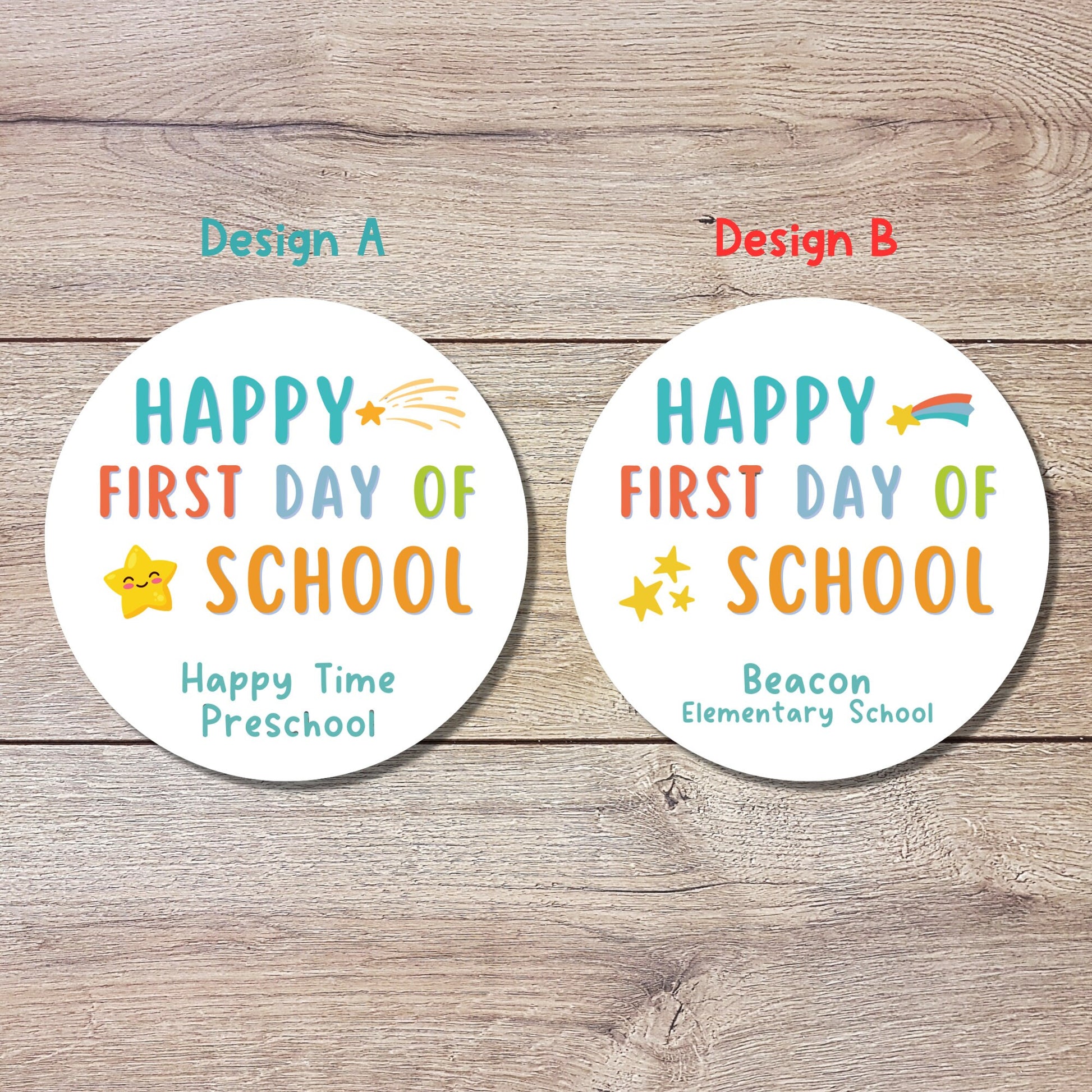 Personalized Happy First Day of School Stickers, Welcome Back to School Label