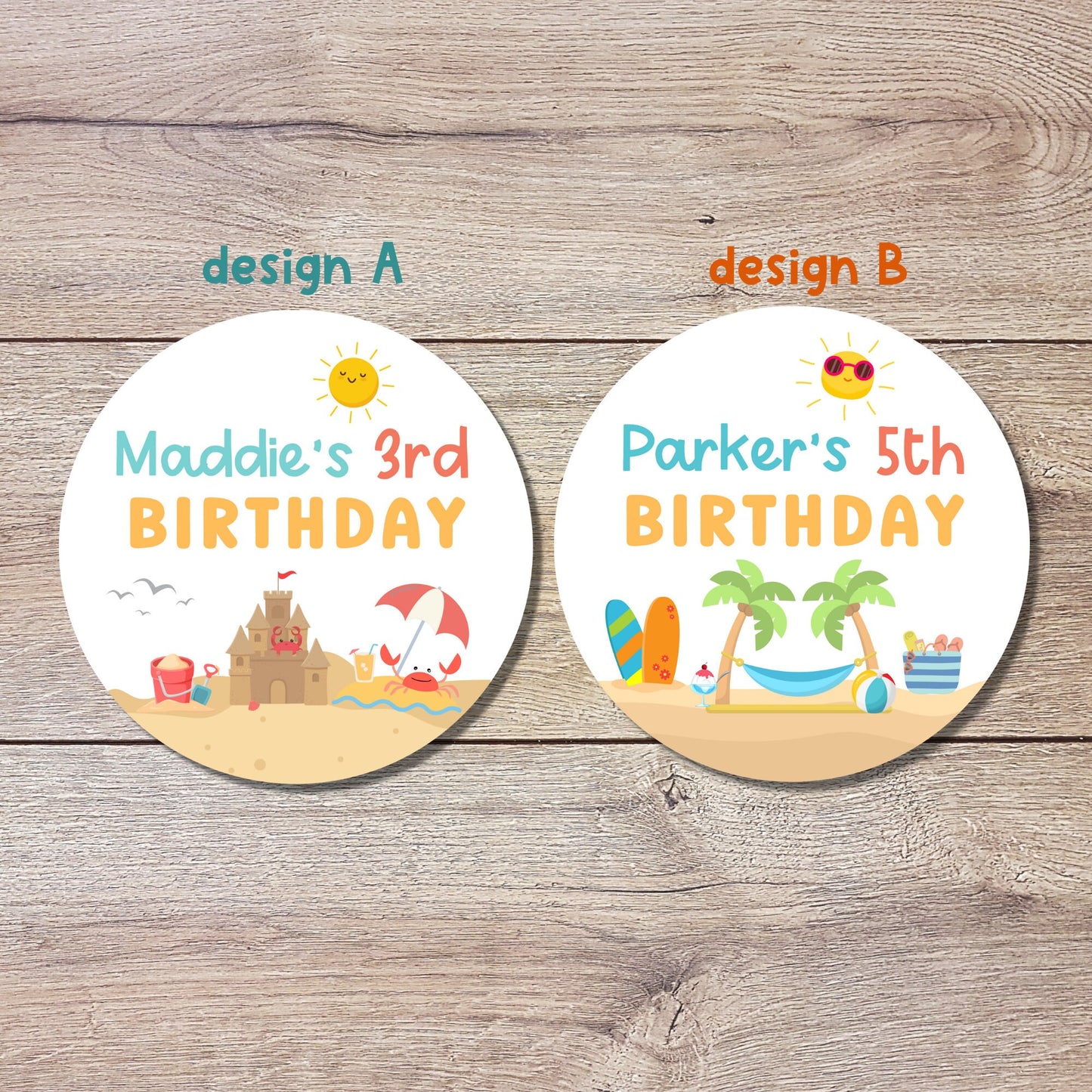 Personalized Beach Birthday Sticker