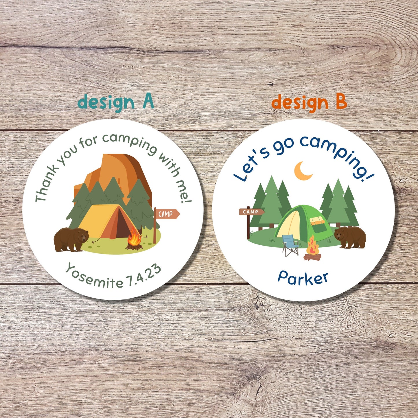 Personalized Summer Camping Birthday Sticker