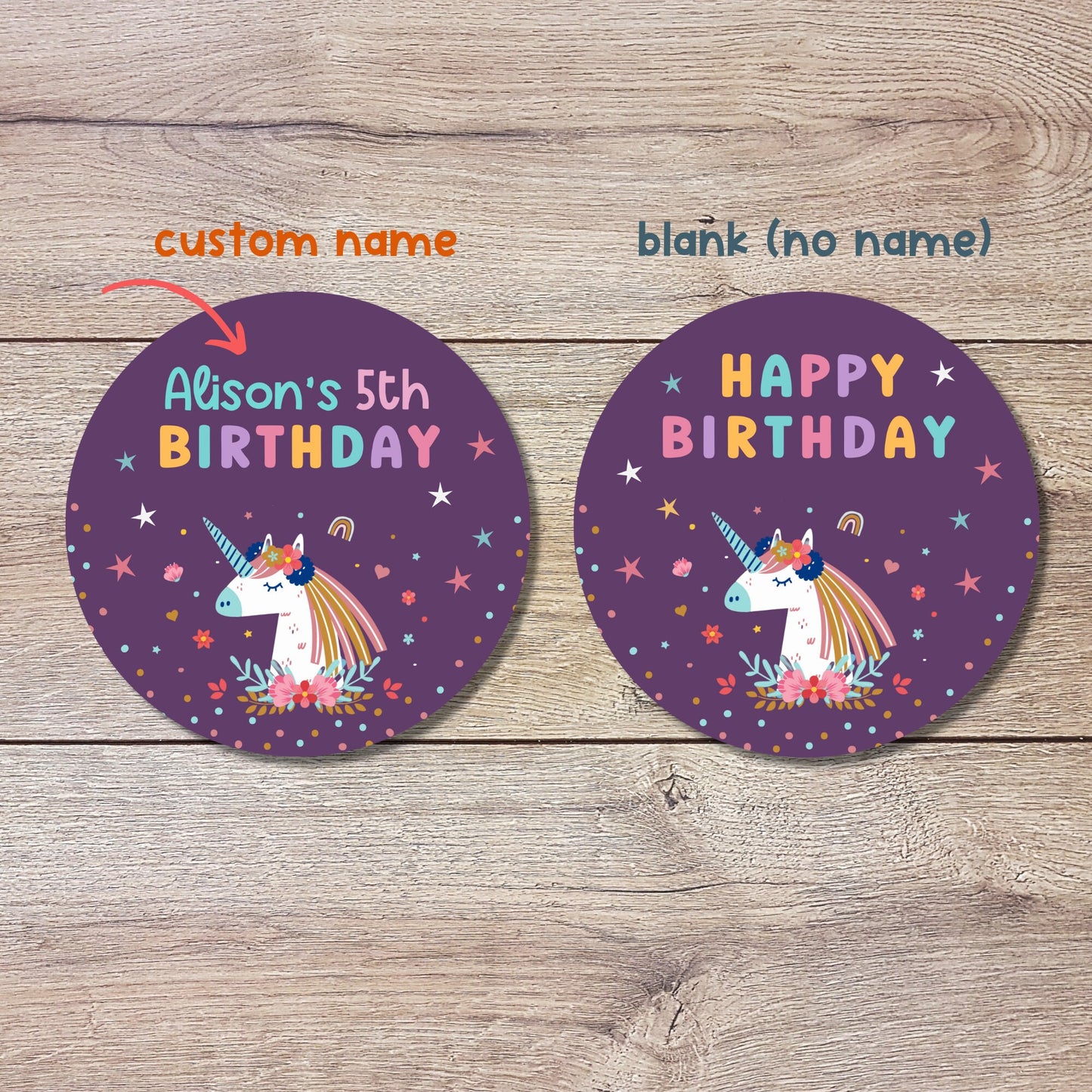 Personalized Unicorn Birthday Sticker