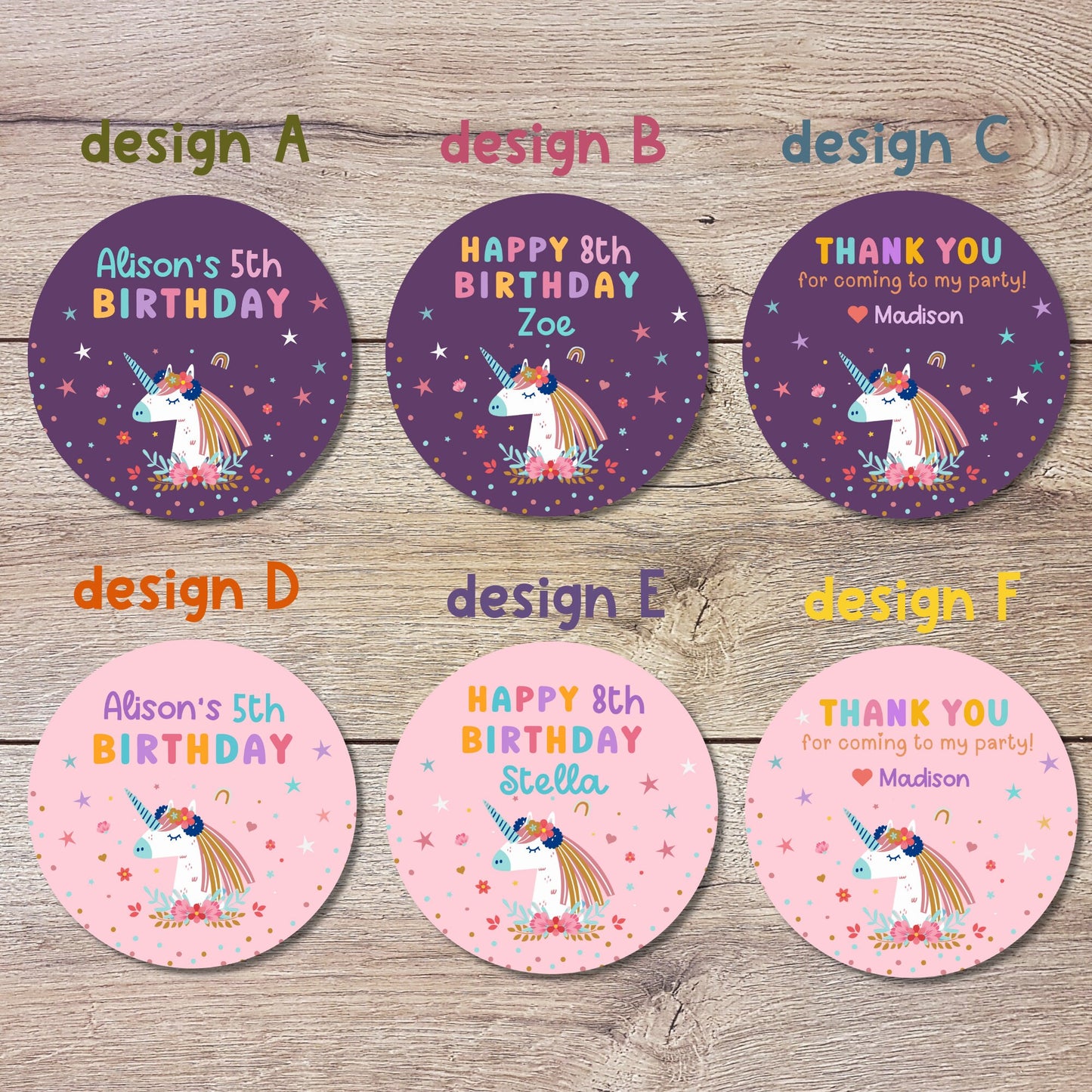 Personalized Unicorn Birthday Sticker