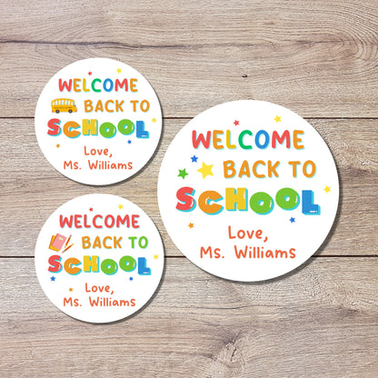 Personalized Back to School Stickers, Welcome Back to School First Day of School Label