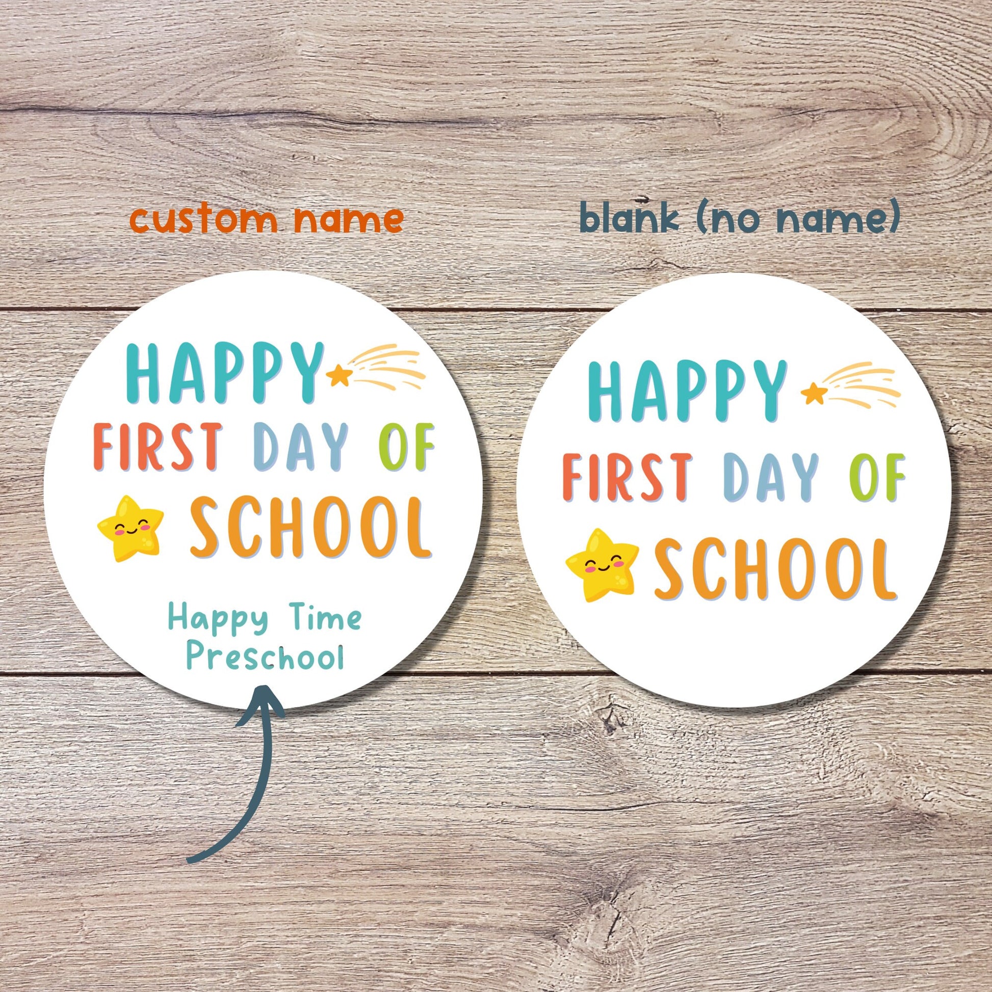 Personalized Happy First Day of School Stickers, Welcome Back to School Label