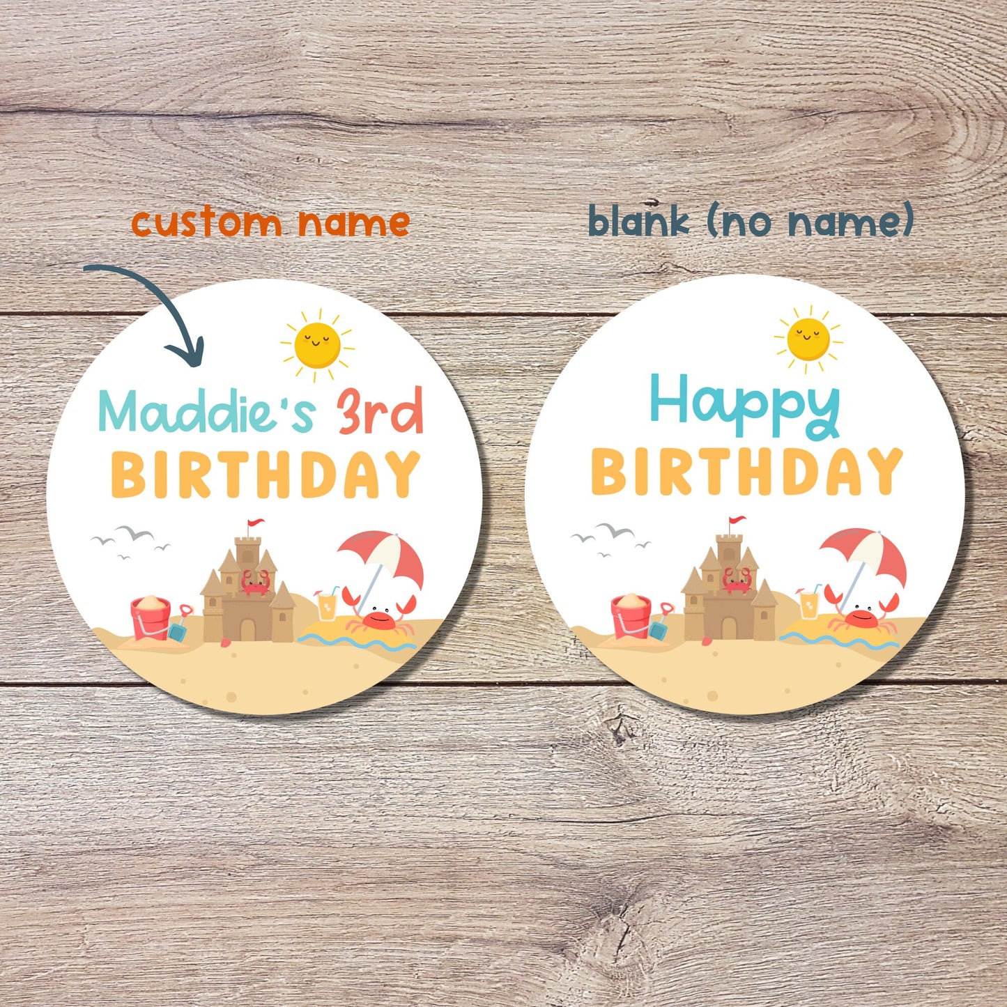 Personalized Beach Birthday Sticker