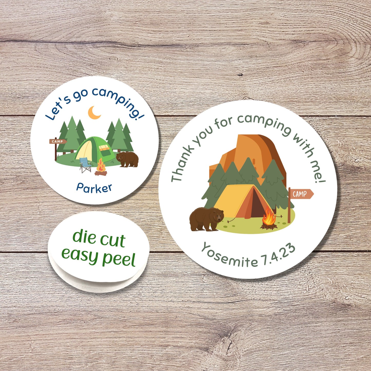 Personalized Summer Camping Birthday Sticker