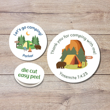 Personalized Summer Camping Birthday Sticker