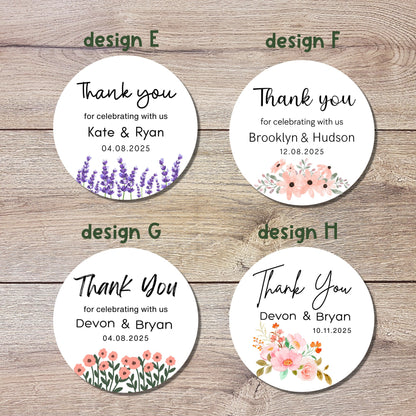 Personalized Floral Thank You Wedding Stickers, Custom Thank You Labels, Happy Wedding, Wedding Thank You Sticker, Custom Wedding Sticker