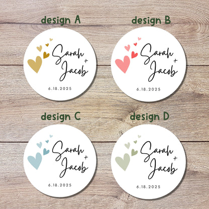 Personalized Wedding Stickers, Custom Wedding Labels, Happy Wedding Favor, Wedding Invitation Envelope Seal, Custom Wedding Initials Sticker
