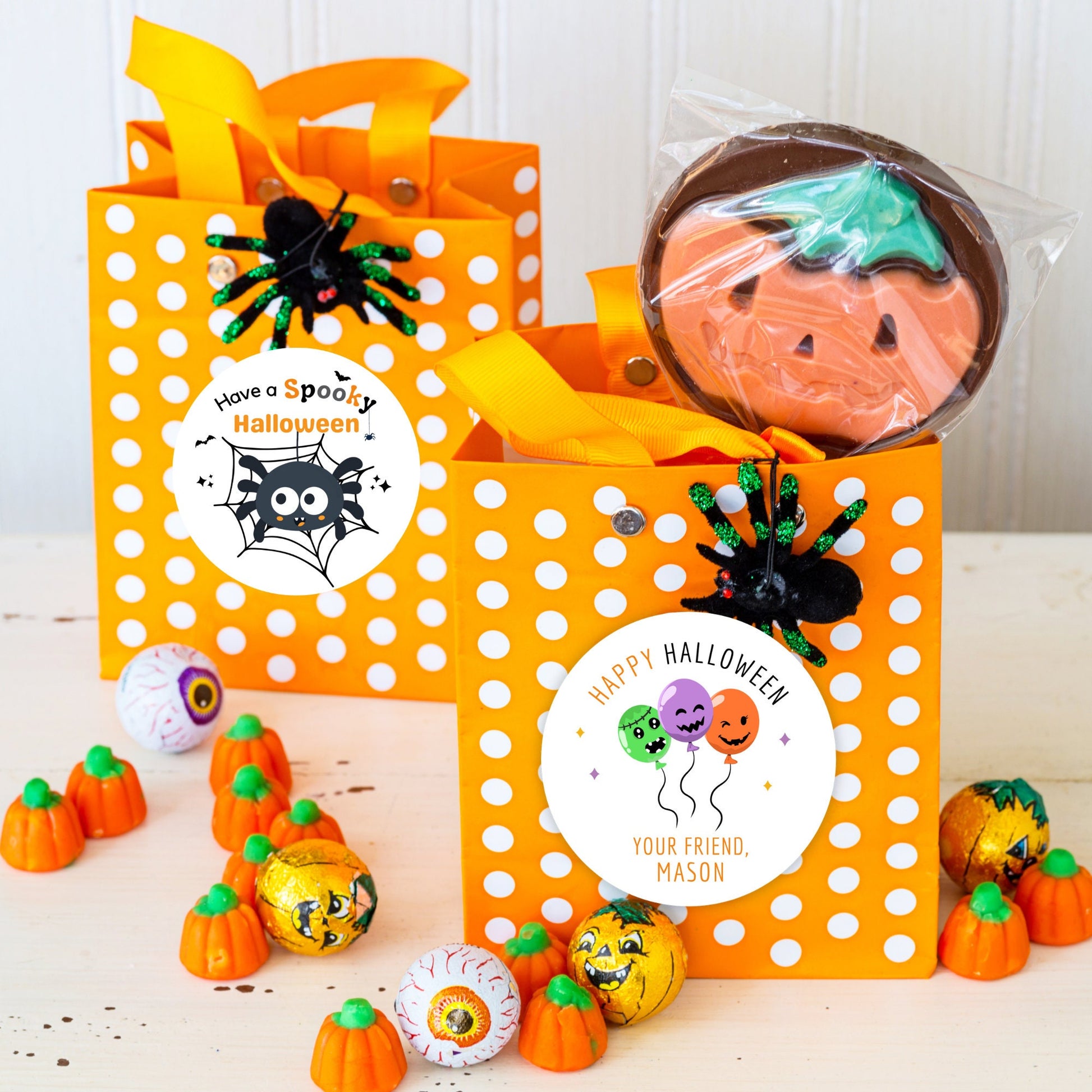 Personalized Halloween Stickers, Custom Halloween Balloon Party Favor Goody Bag Label