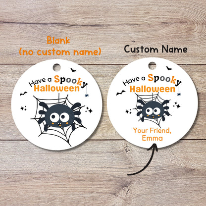 Personalized Halloween Gift Tags, Friendly Spider Halloween Party Favor Tag