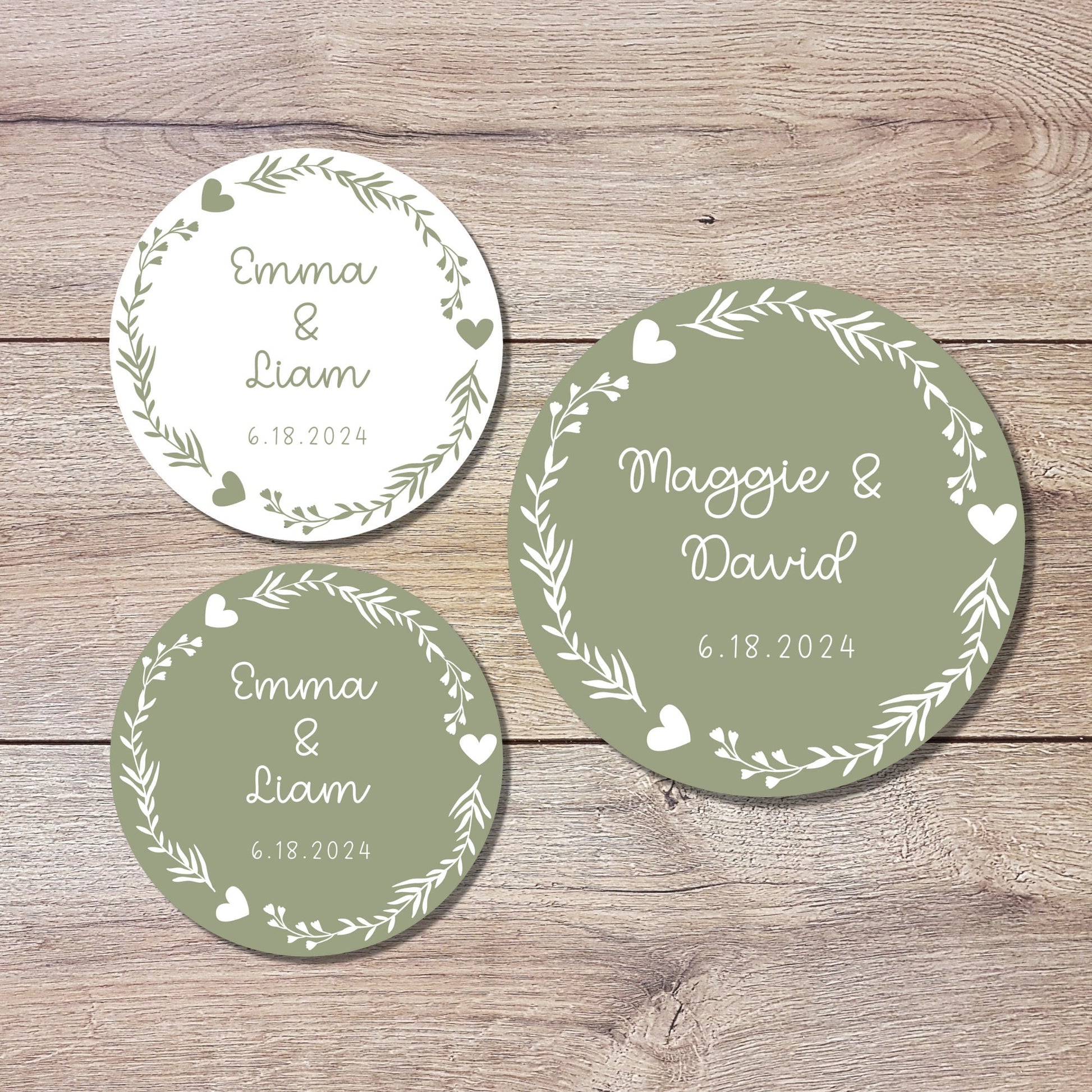 Personalized Floral Wreath Wedding Stickers, Custom Invitation Envelope Seal Labels