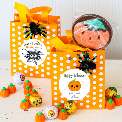 Personalized Halloween Pumpkin Stickers, Custom Cute Pumpkin Halloween Party Favor Labels
