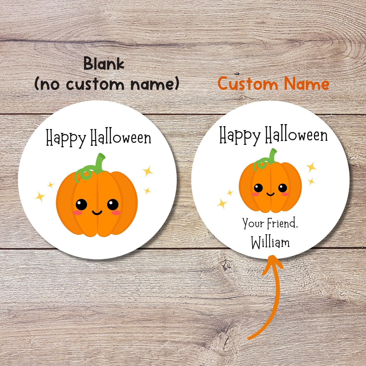 Personalized Halloween Pumpkin Stickers, Custom Cute Pumpkin Halloween Party Favor Labels