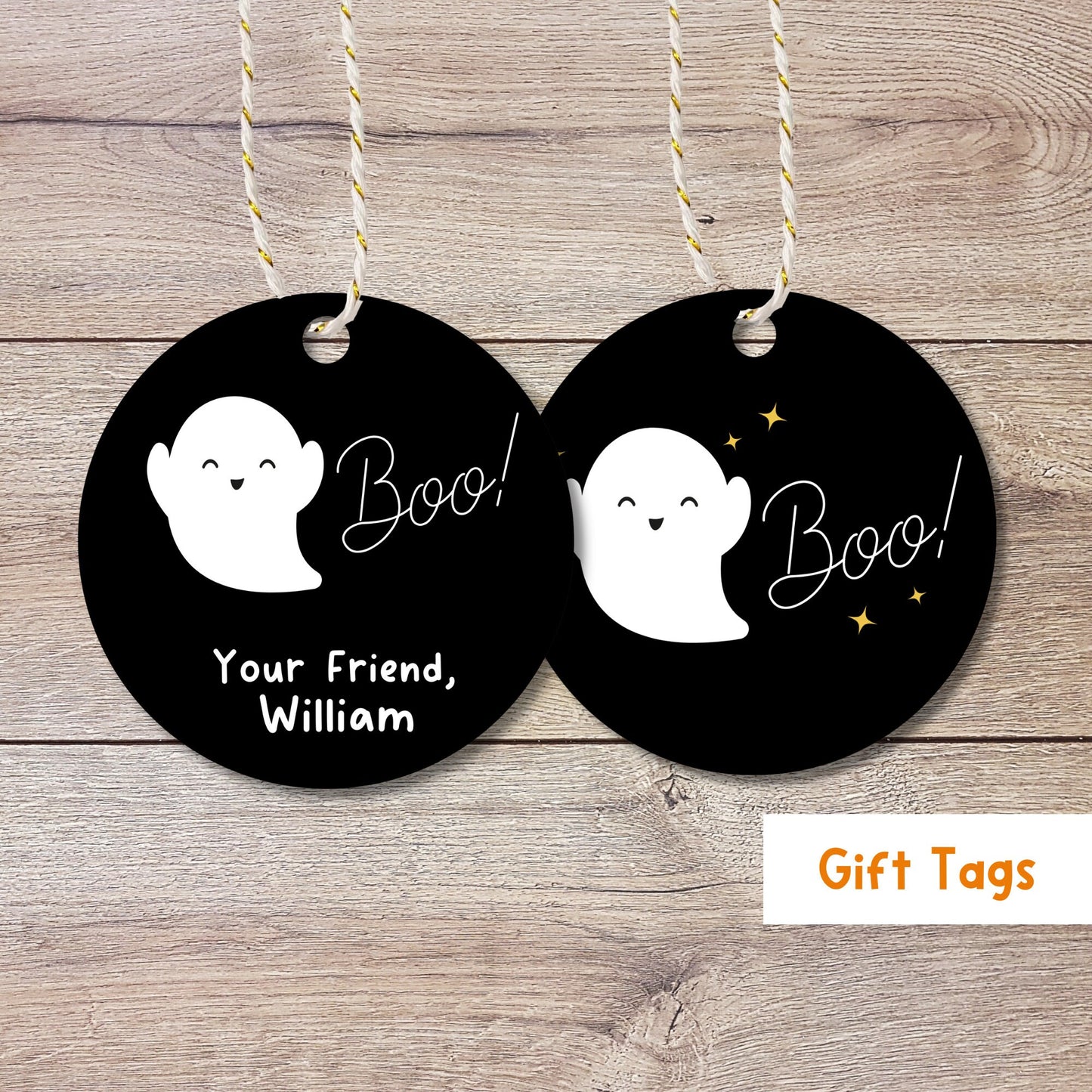 Personalized Halloween Gift Tags, Boo Ghost Party Favor Gift Tags