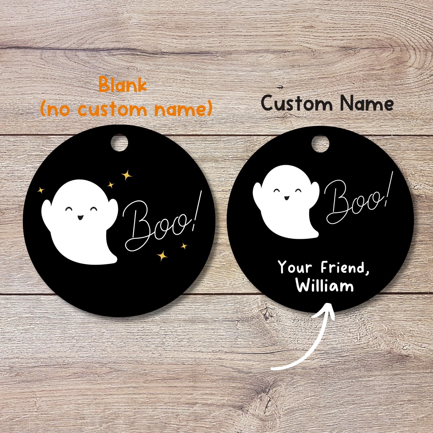 Personalized Halloween Gift Tags, Boo Ghost Party Favor Gift Tags