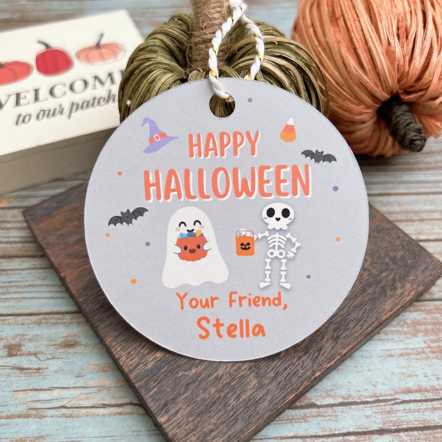 Personalized Halloween Gift Tags, Ghost Friends Halloween Party Favor Bag Labels