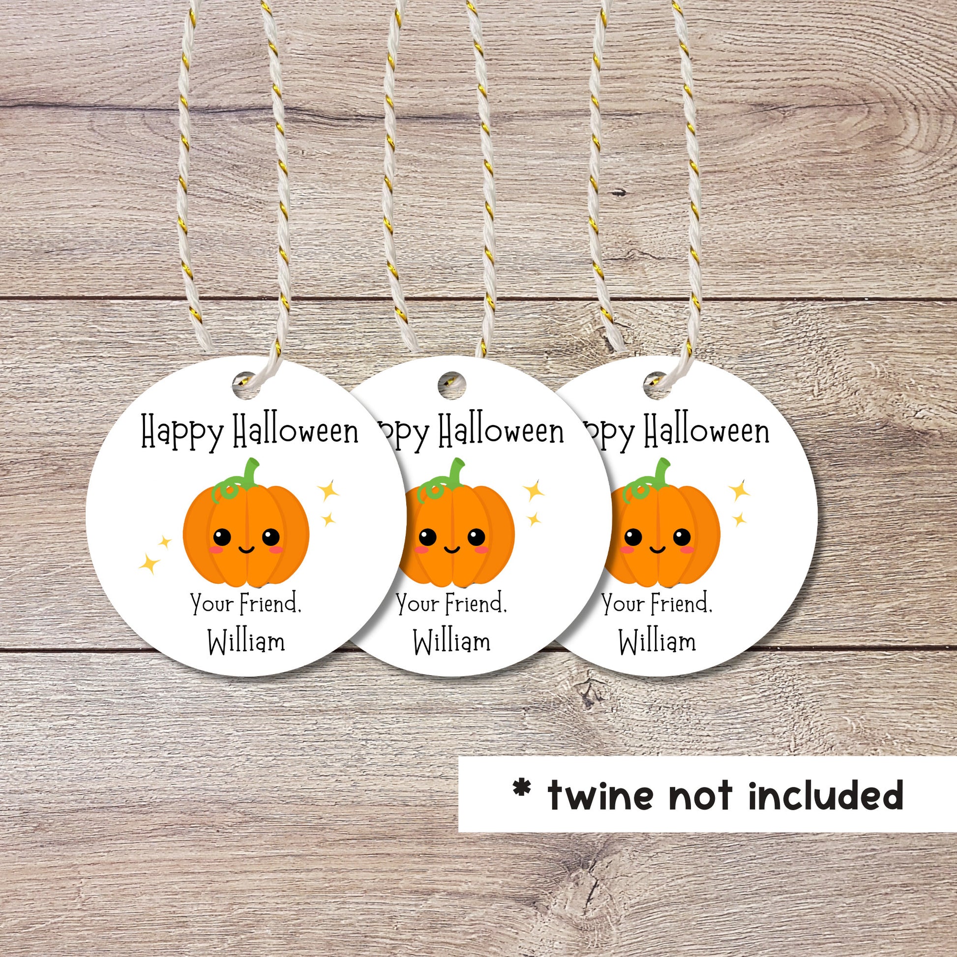 Personalized Halloween Gift Tags, Cute Pumpkin Halloween Party Favor Bag Gift Tags