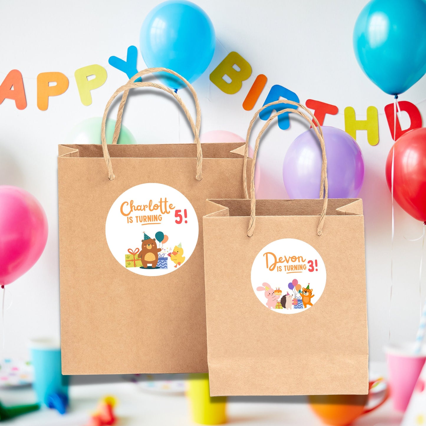 Personalized Animal Theme Birthday Sticker