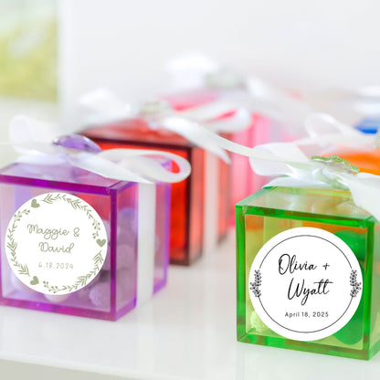 Personalized Floral Wedding Stickers, Custom Wedding Labels, Happy Wedding Favor, Invitation Envelope Seal, Custom Wedding Initials Sticker