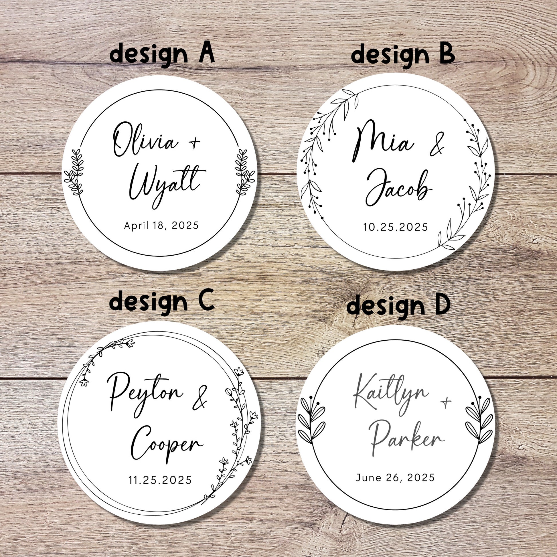 Personalized Floral Wedding Stickers, Custom Wedding Labels, Happy Wedding Favor, Invitation Envelope Seal, Custom Wedding Initials Sticker