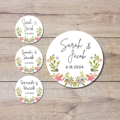 Personalized Wedding Stickers, Custom Wedding Labels, Happy Wedding Favor, Wedding Invitation Envelope Seal, Custom Wedding Initials Sticker