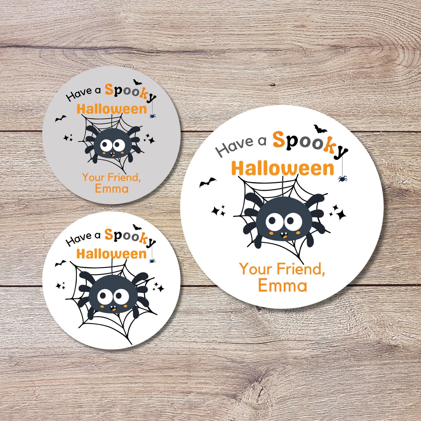 Personalized Halloween Stickers, Custom Friendly Spider Party Favor Labels