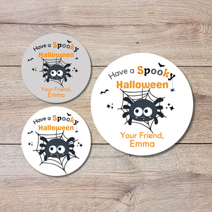 Personalized Halloween Stickers, Custom Friendly Spider Party Favor Labels