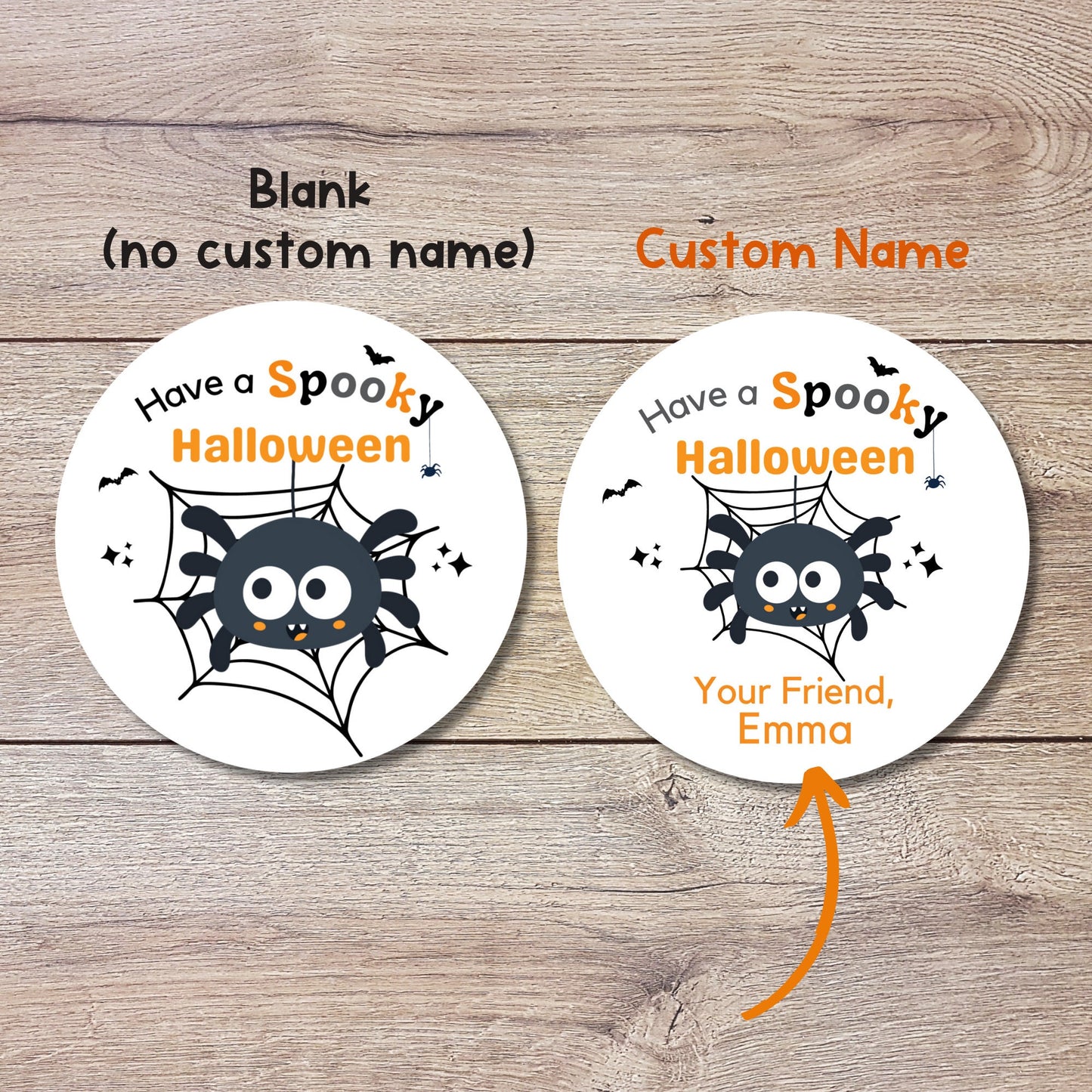 Personalized Halloween Stickers, Custom Friendly Spider Party Favor Labels