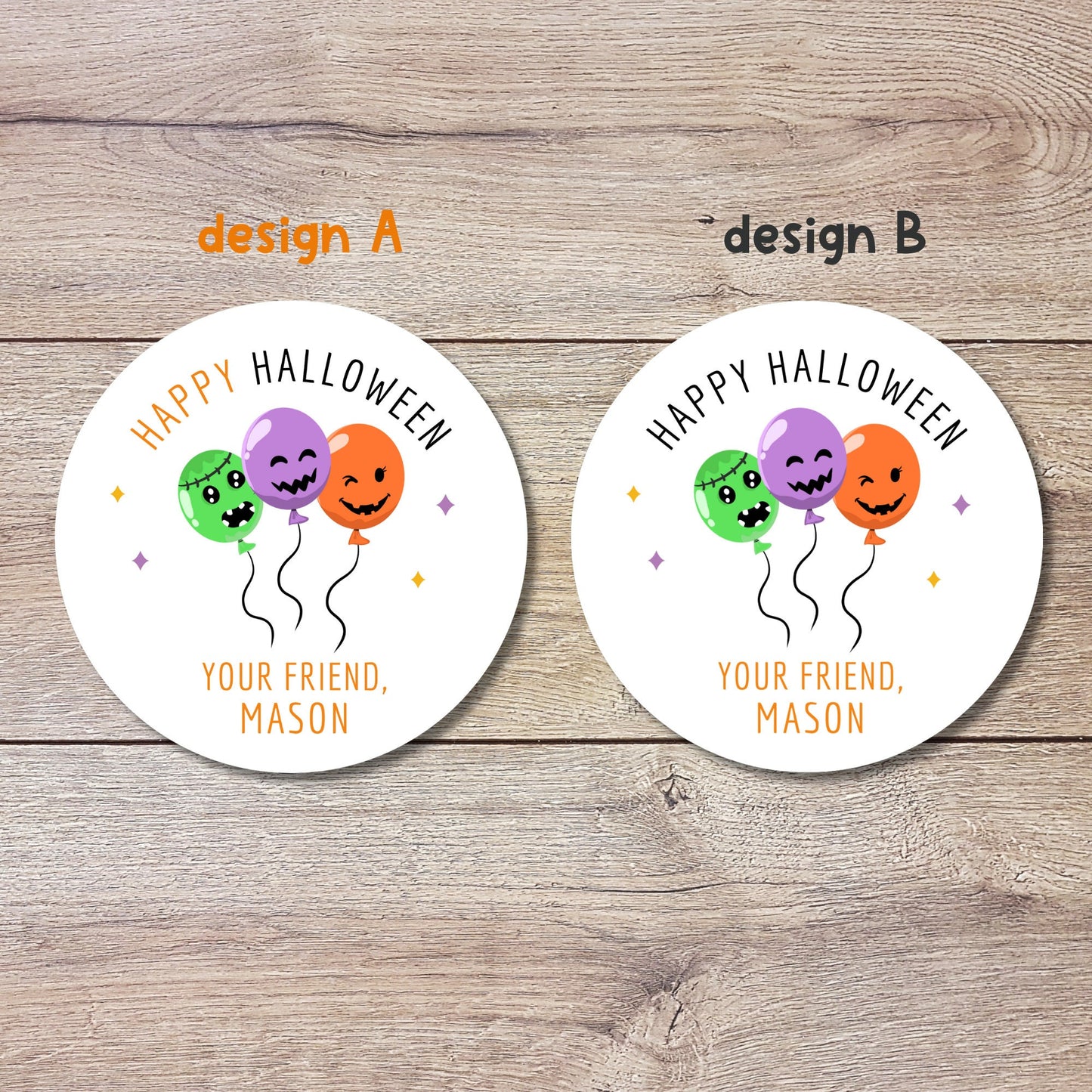 Personalized Halloween Stickers, Custom Halloween Balloon Party Favor Goody Bag Label