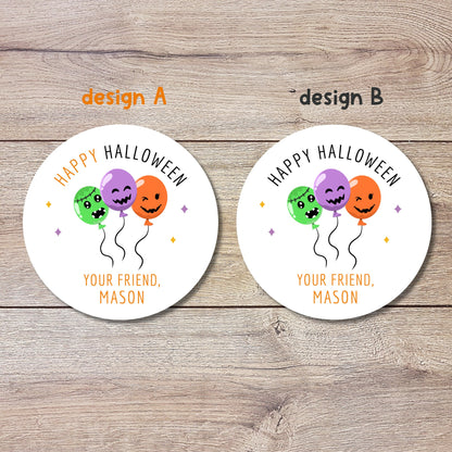 Personalized Halloween Stickers, Custom Halloween Balloon Party Favor Goody Bag Label
