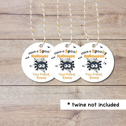 Personalized Halloween Gift Tags, Friendly Spider Halloween Party Favor Tag