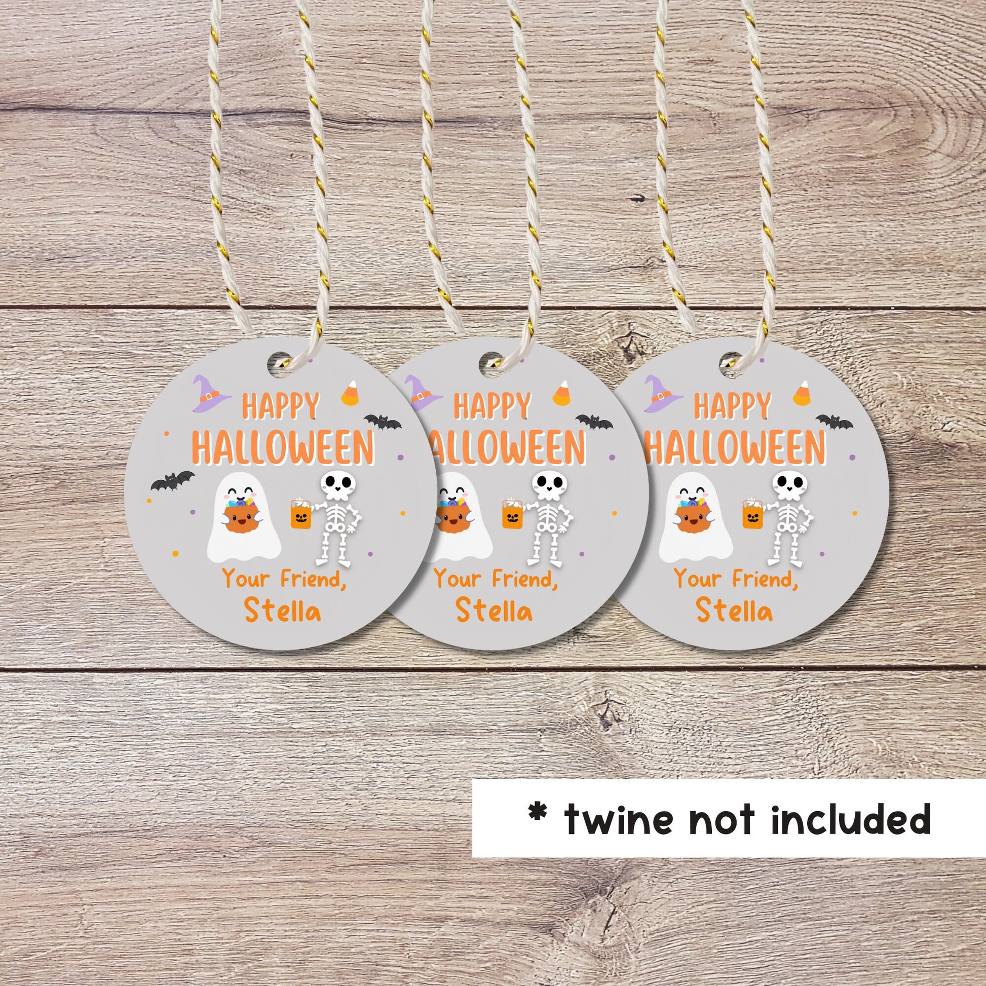 Personalized Halloween Gift Tags, Ghost Friends Halloween Party Favor Bag Labels