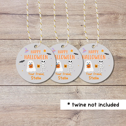 Personalized Halloween Gift Tags, Ghost Friends Halloween Party Favor Bag Labels
