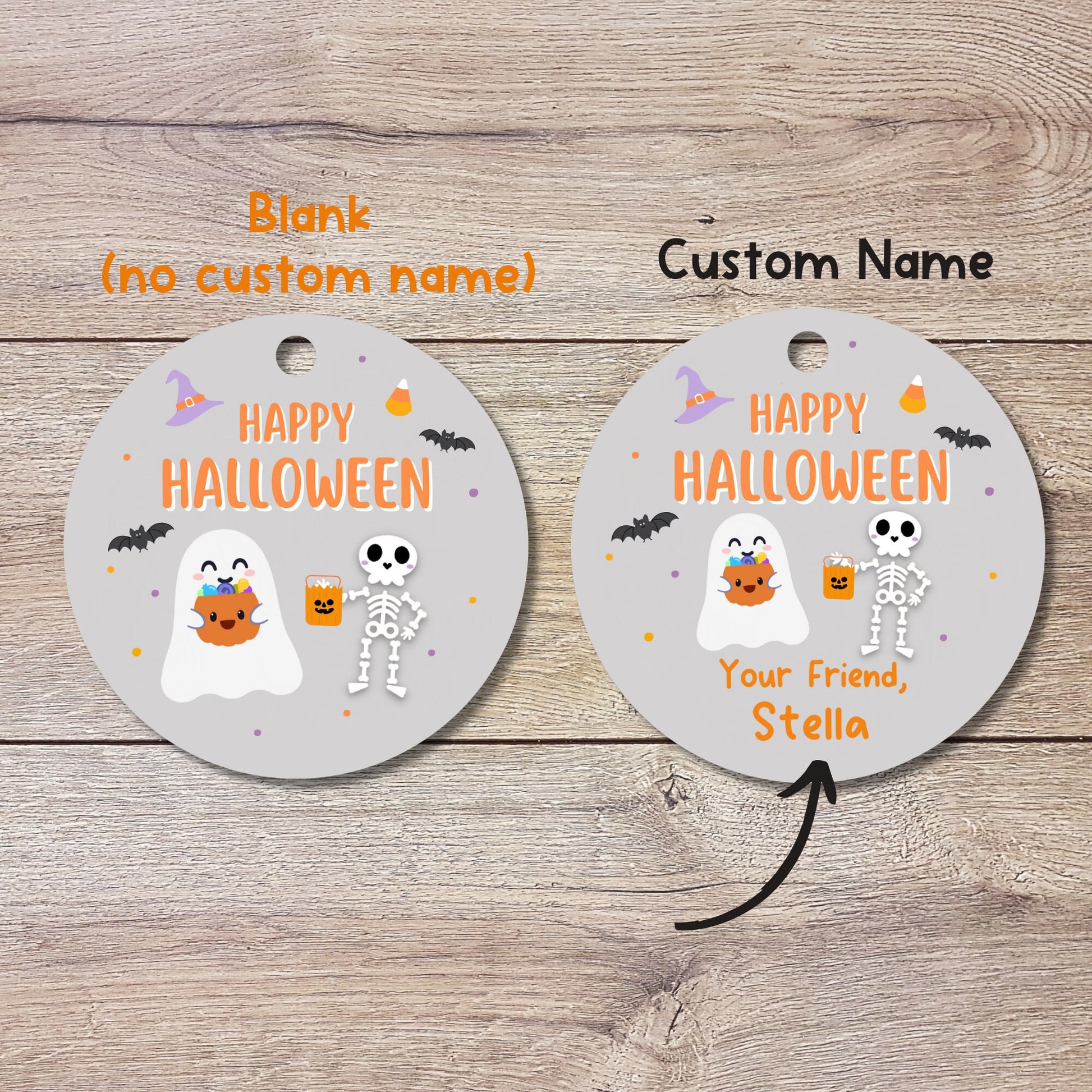 Personalized Halloween Gift Tags, Ghost Friends Halloween Party Favor Bag Labels