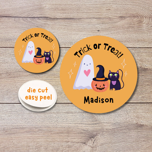 Personalized Halloween Ghost & Friends Party Favor Goody Bag Stickers