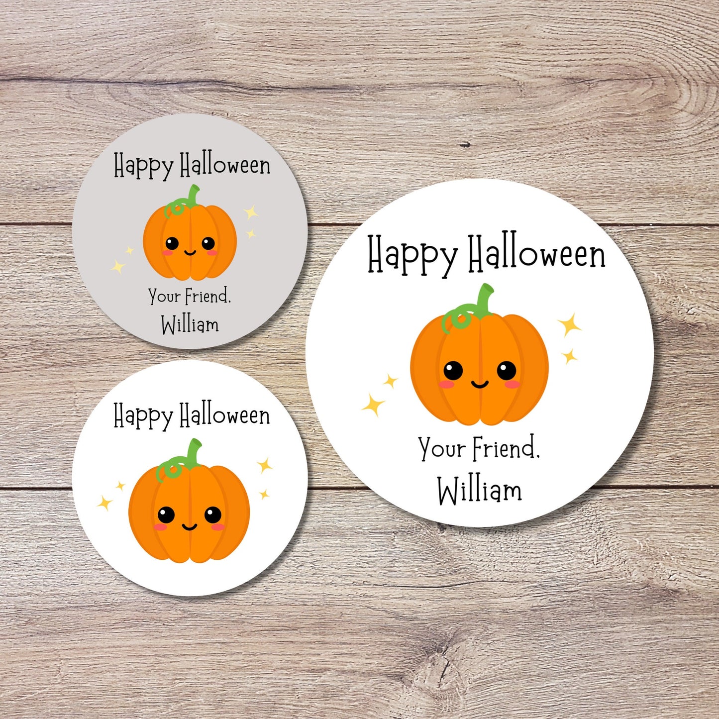 Personalized Halloween Pumpkin Stickers, Custom Cute Pumpkin Halloween Party Favor Labels