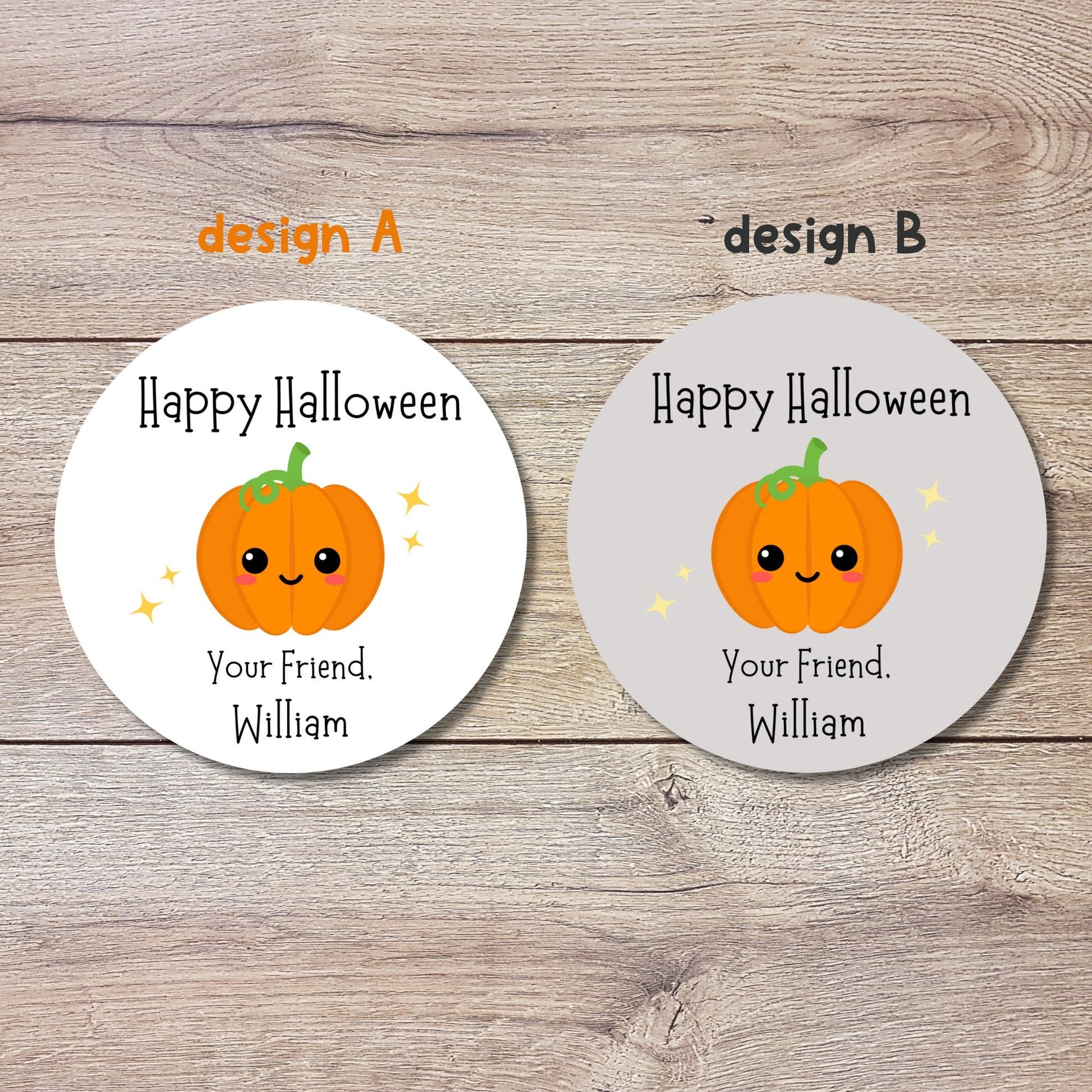 Personalized Halloween Pumpkin Stickers, Custom Cute Pumpkin Halloween Party Favor Labels