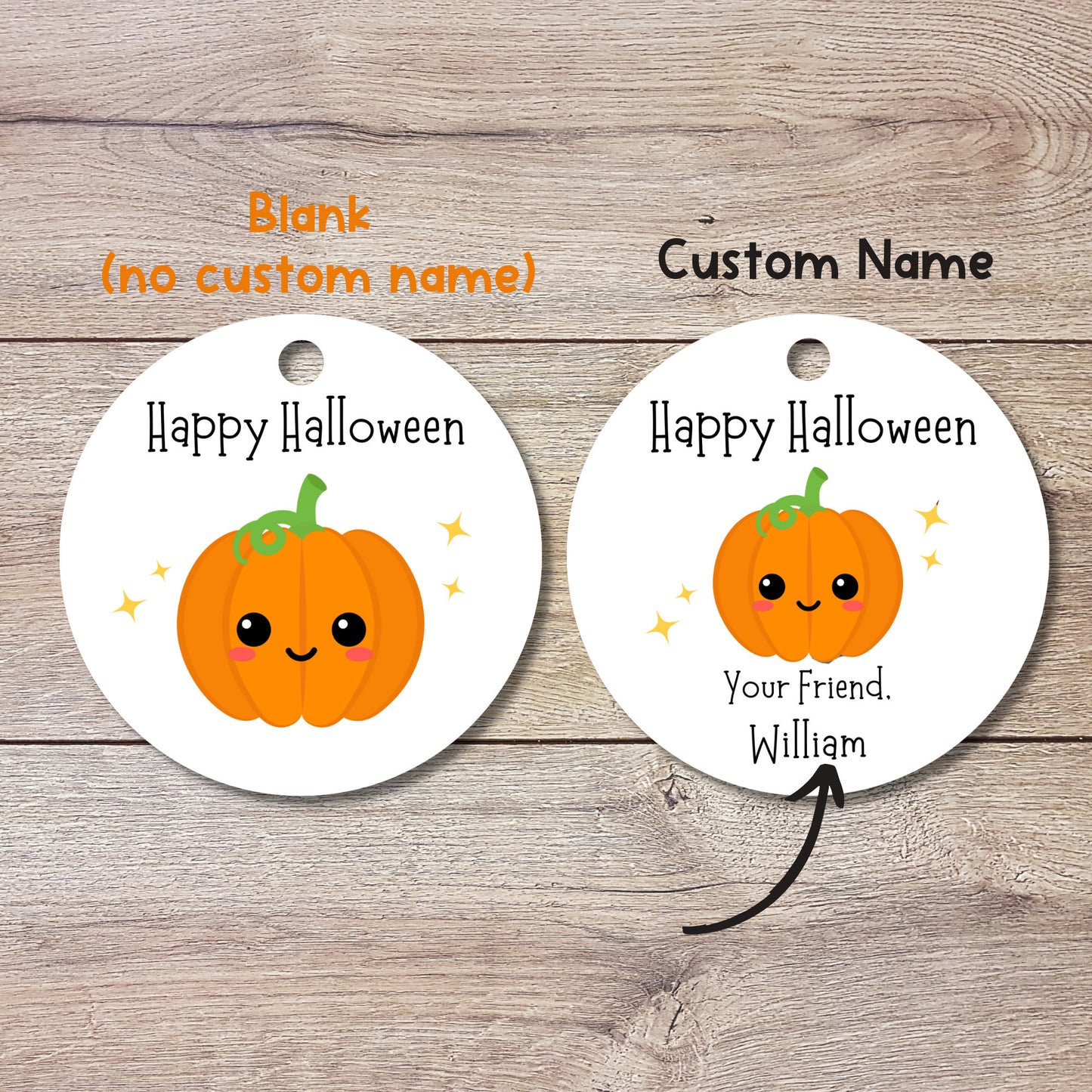 Personalized Halloween Gift Tags, Cute Pumpkin Halloween Party Favor Bag Gift Tags