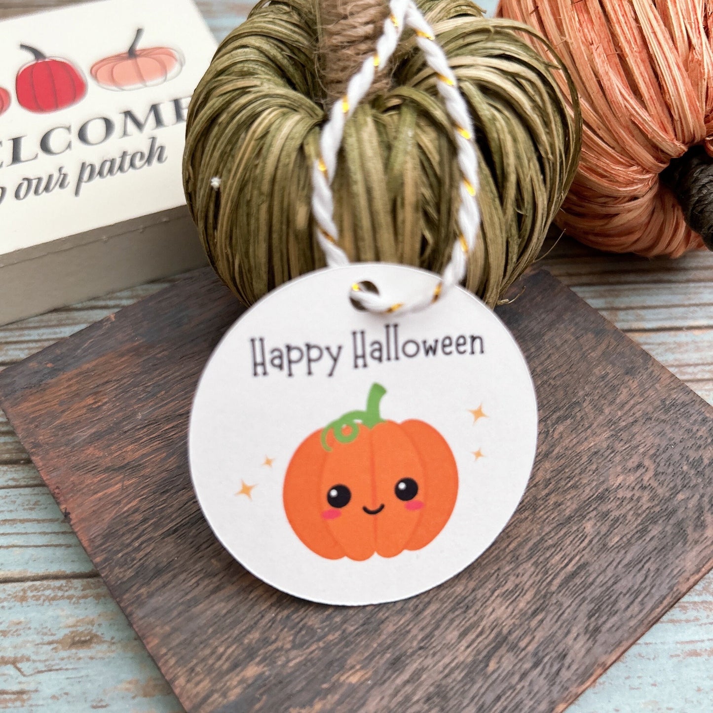 Personalized Halloween Gift Tags, Cute Pumpkin Halloween Party Favor Bag Gift Tags