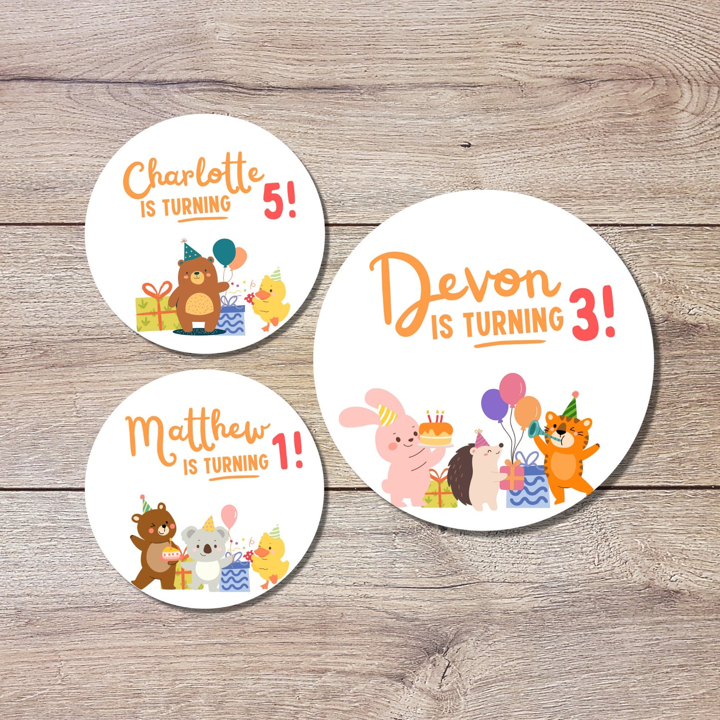 Personalized Animal Theme Birthday Sticker