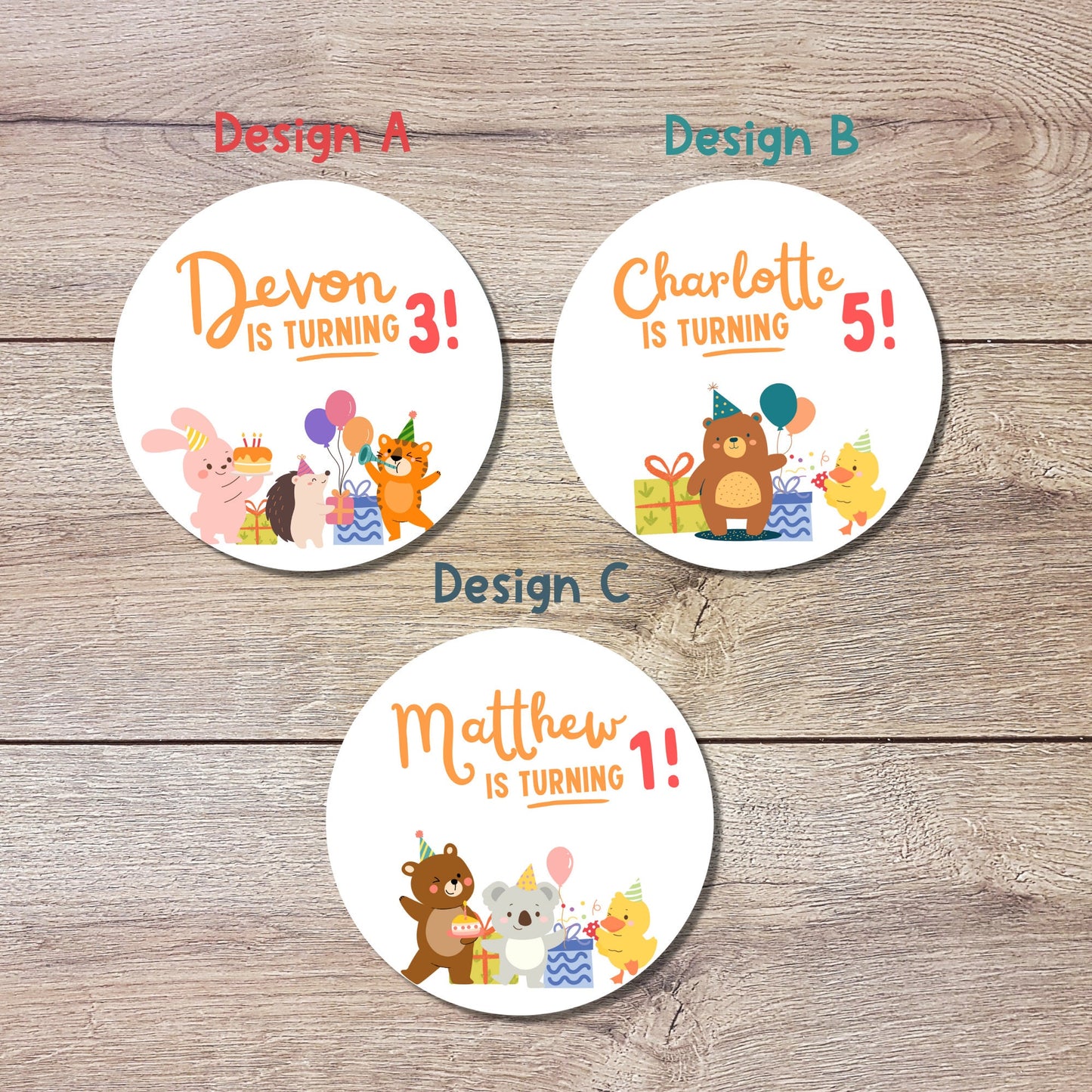 Personalized Animal Theme Birthday Sticker