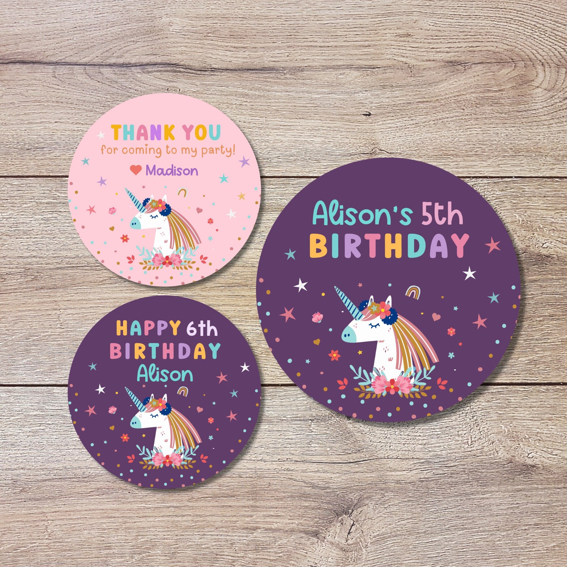 Personalized Unicorn Birthday Sticker